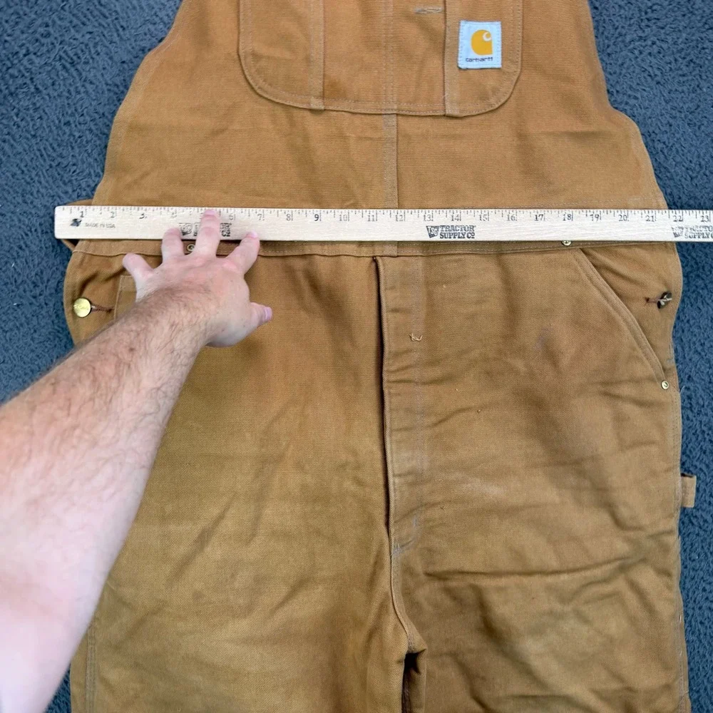 Carhartt R02 BRN Duck Bib Overalls Brown Quilt Lined Double Knee 42x34 Mens
